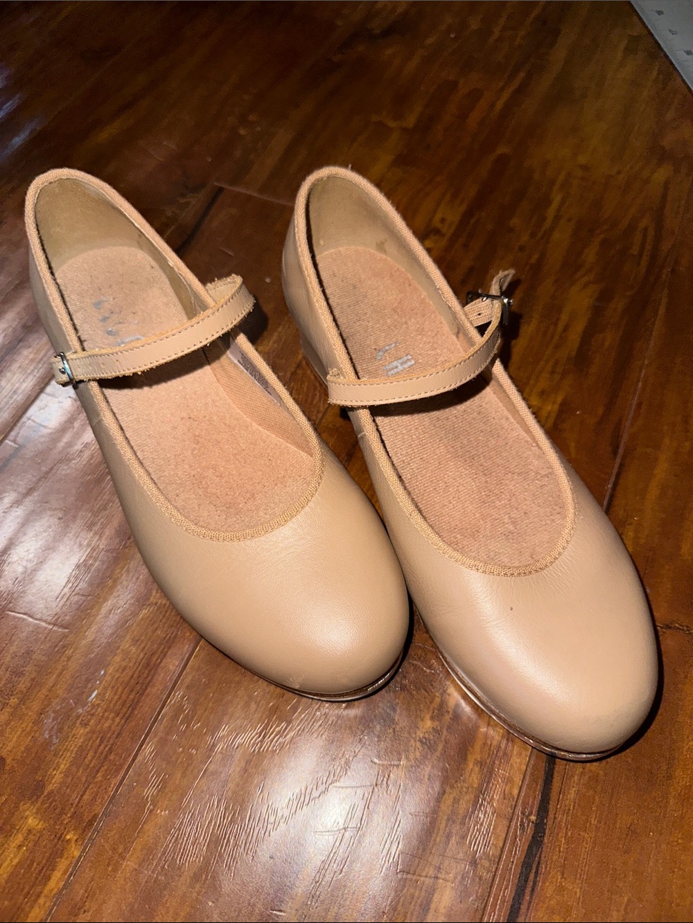 Bloch Tap-On Leather Tan Mary Jane Tap Shoes Size 5.5 Techno Tap